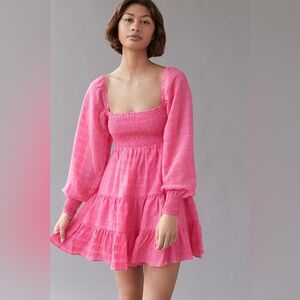 Urban Outfitters River Smock Long Sleeve Mini Dress